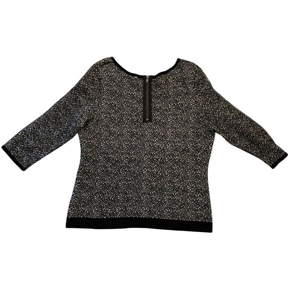 Moth Anthropologie Sweater Size XL Black White Textured Knit Scoop Neck - Picture 10 of 12